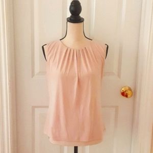 Calvin Klein Gathered Sleeveless Blouse Pale Peach Medium